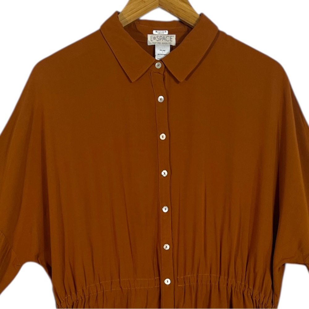 L Space Pacifica Tunic in Amber Size XS/S Loose Fit Button Front 100% Rayon - Picture 6 of 8